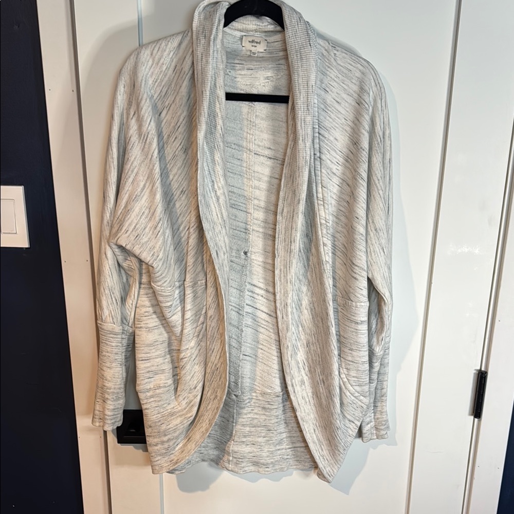 Aritzia Wilfred Striped Knit Sweater in Light Gray